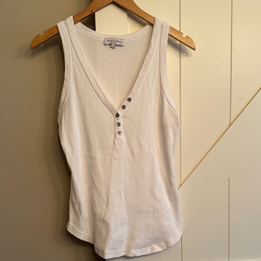 Michael Stars Ivory Button-Accent Tank Top